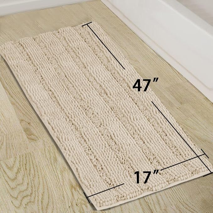 Turquoize Luxury Bath Runner, Fog Bathroom Rug 47 x 17 Inches Mat, Soft Plush - Image 2