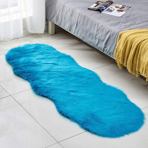 24"x71" Blue Faux Fur Area Rug -Shaggy Sheepskin Fluffy Carpet Art Rugs Chic by Unknown