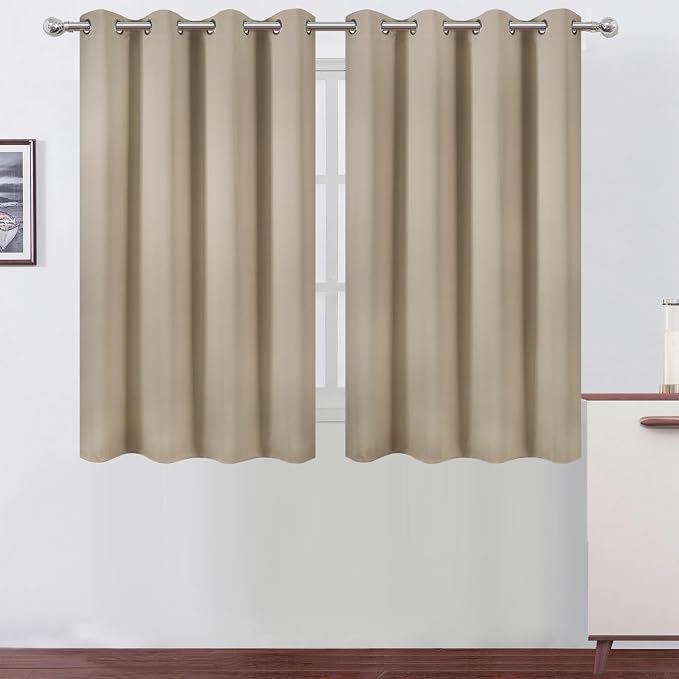 LEMOMO Khaki Thermal Blackout Curtains/52 x 45 Inch/Set of 2 Panels Room by Lemomo