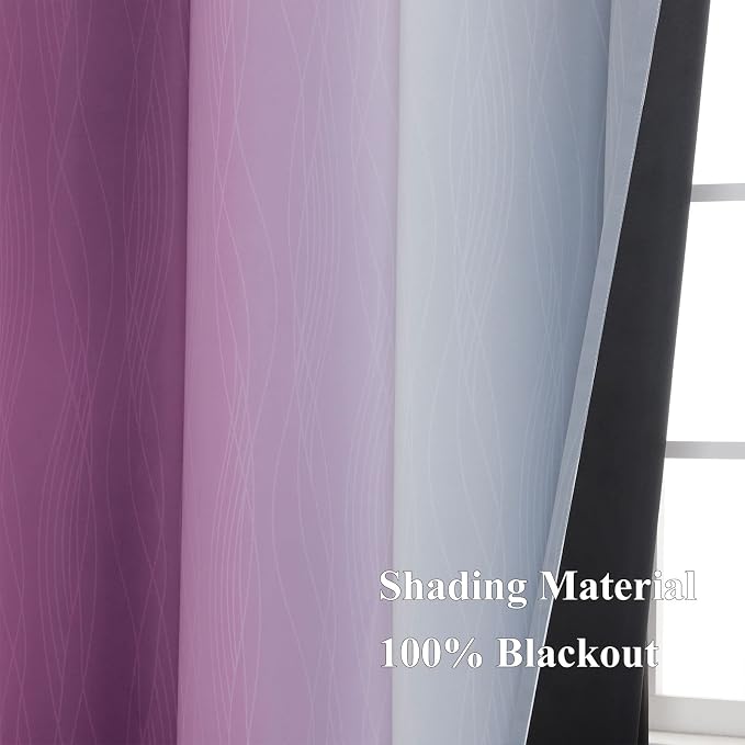 Estelar Textiler Grey and Purple Blackout Curtains - Image 5