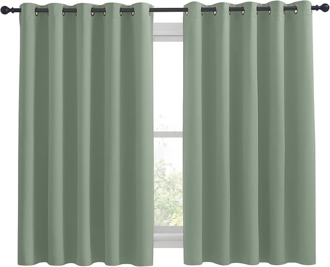 NICETOWN Thermal Insulated Greyish Green Blackout Curtains - Image 2