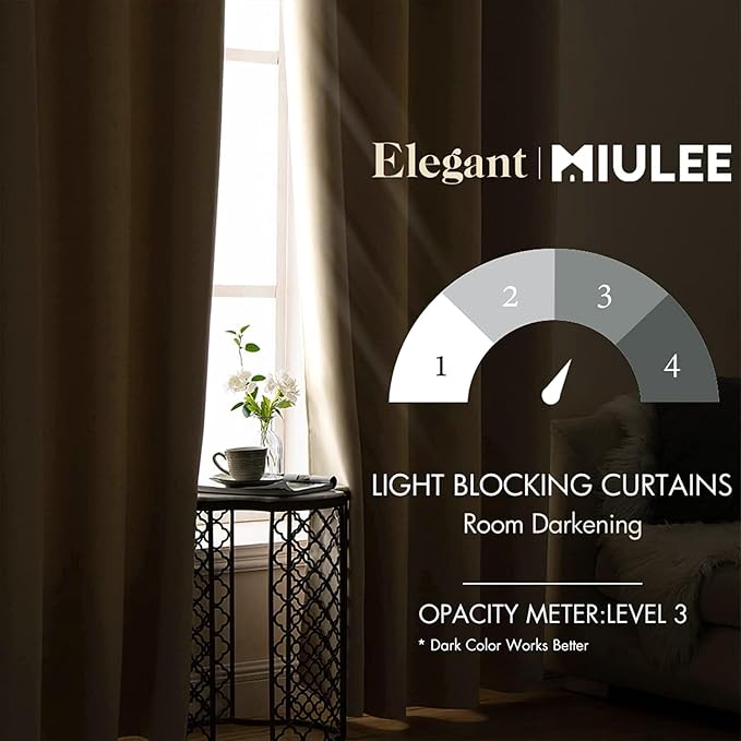 MIULEE Room Darkening Curtains Thermal Insulated Black Out Drapes Solid Window - Image 2
