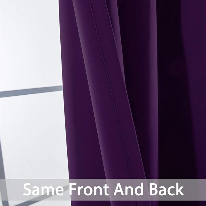 Yakamok Purple Blackout Curtains Room Darkening Thermal Insulated Grommet top - Image 6