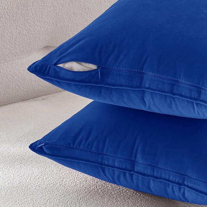 MIULEE Royal Blue Velvet Throw Pillow Covers 20x20 Soft Decorative Solid Square - Image 3