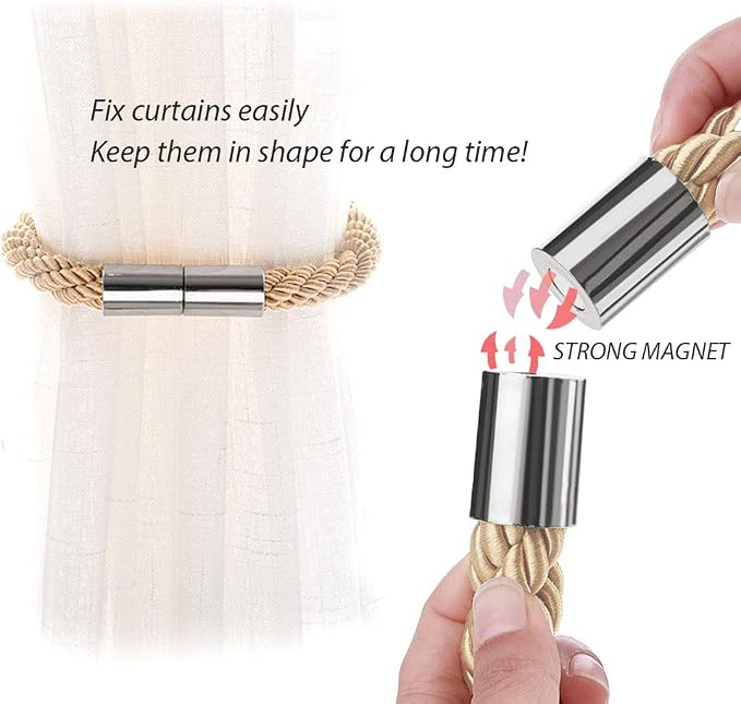 NICEEC 4 Pack Strong Magnetic Curtain Tiebacks Modern Simple Style Drape Tie - Image 4