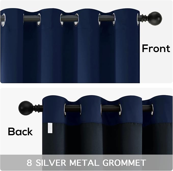 Yakamok Navy Blue Curtains 100% Blackout Curtains - Image 6