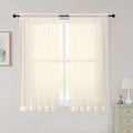 Cream Sheer Curtains for Bedroom Living Room 54 Inch Length 2 Panels Set by WelvetBLK