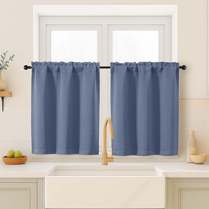 OVZME Demin Blue Blackout Curtains by OVZME