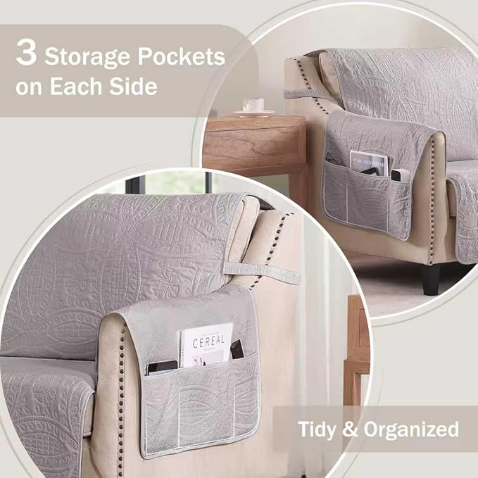 Purple Quilted Recliner Covers, Waterproof Recliner Chair Covers, Lazy Boy - Image 4