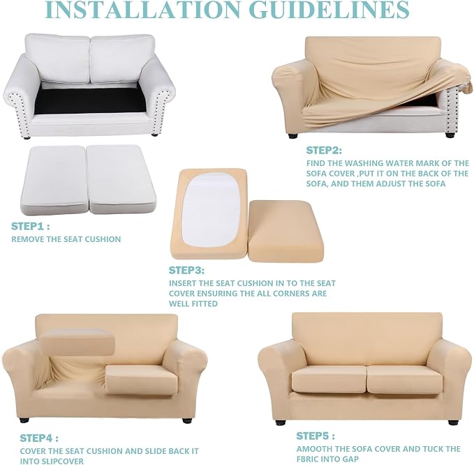 hyha Couch Cover, 4 Pieces, Sofa Slipcovers, - Image 5