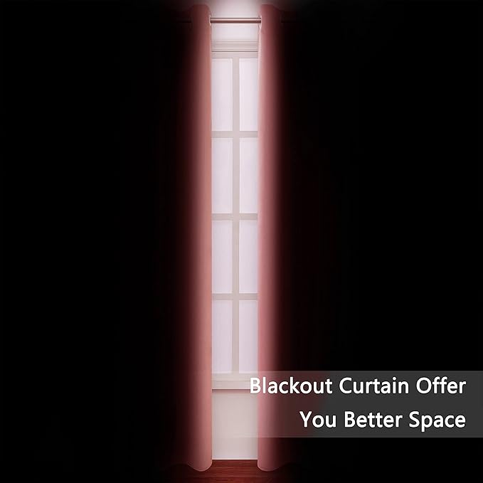 LEMOMO Blackout Curtains 66 x 84 inch/Coral Curtains Set of 2 Panels/Thermal - Image 3