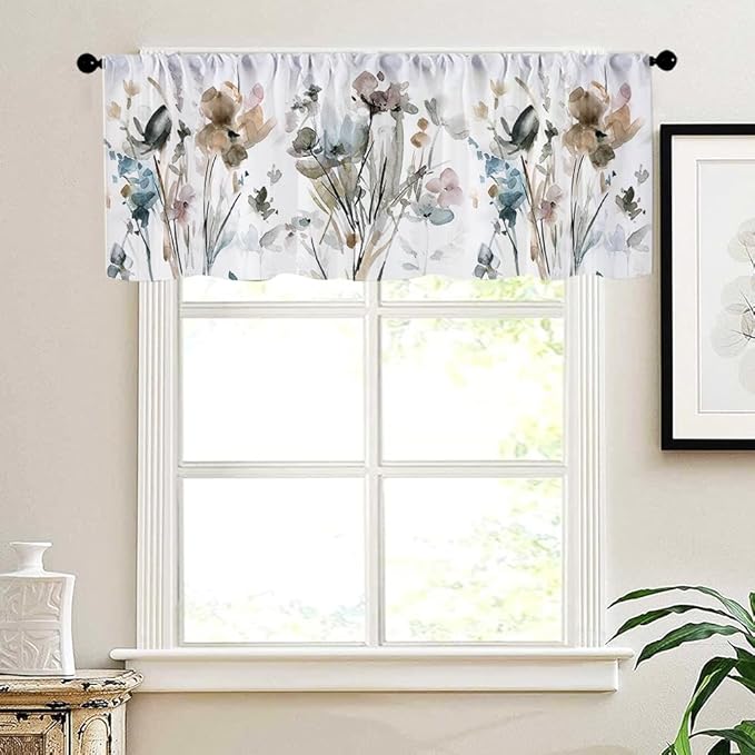 Farmhouse Kitchen Curtains Watercolor Flowers Design - Image 6