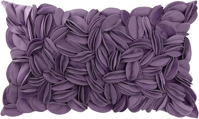 KINGROSE Hand Crafted Stereo Flower Throw Pillow Cover Rectangular Cushion by KINGROSE
