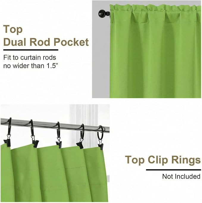 OVZME Lime Blackout Curtains for Bedroom 84 Inch Length 2 Panels Set, Thermal - Image 4