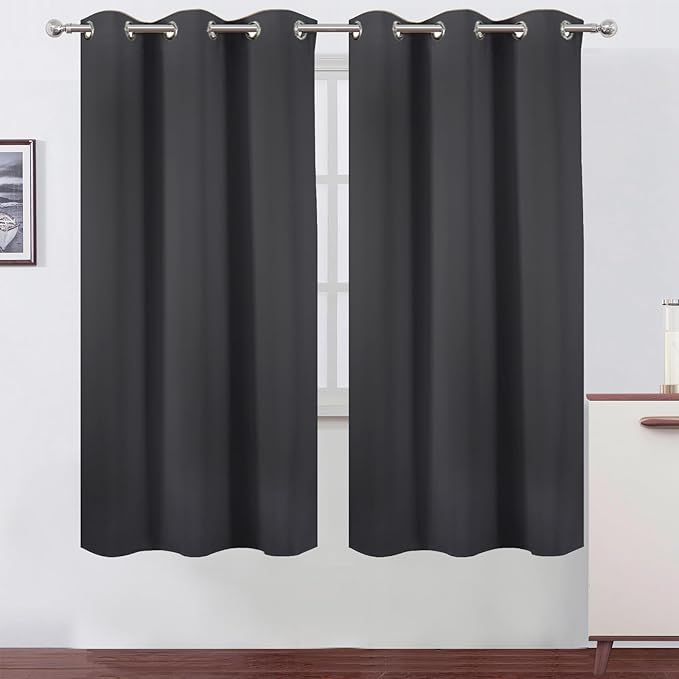LEMOMO Dark Grey Thermal Blackout Curtains/42 x 72 Inch/Set of 2 Panels Room by Lemomo
