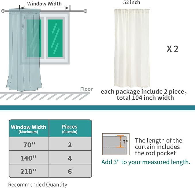 BGment Light Grey Linen Semi Sheer Curtains - Image 9