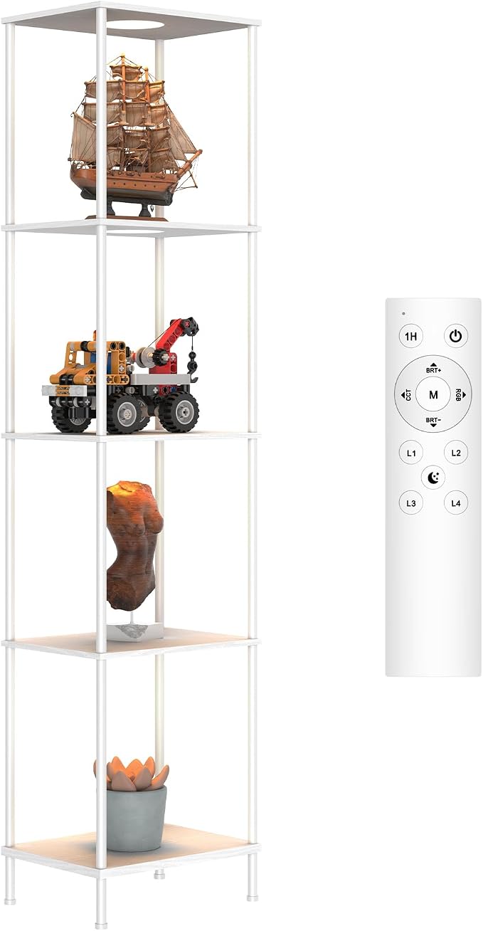 Display Shelf with RGBCW Light, Color Changing Curio Cabinet Floor Lamp with - Image 9