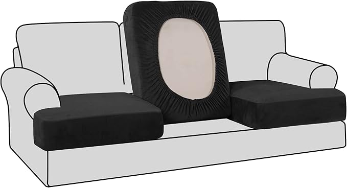 H.VERSAILTEX Stretch Velvet 3 Piece T Cushion Sofa Slipcovers by HVERSAILTEX