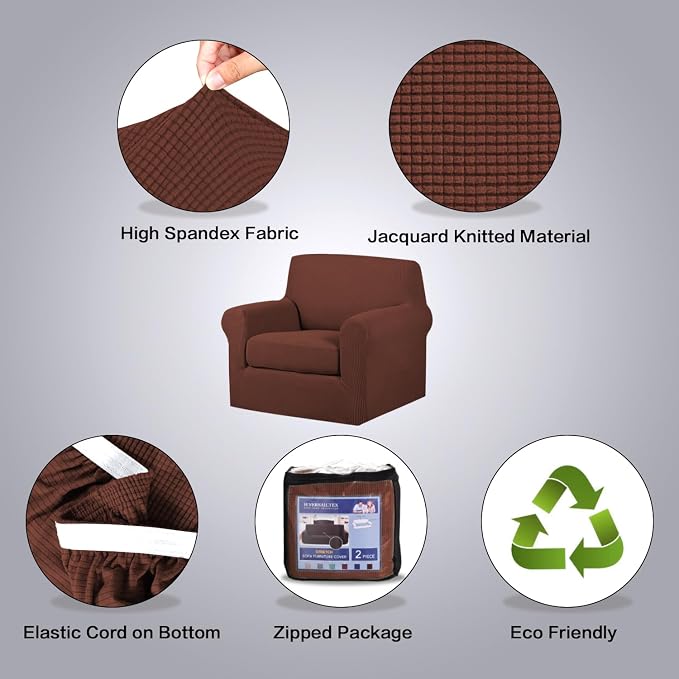 H.VERSAILTEX 2 Piece Couch Cover Stretch Stylish Chair Cover Furniture - Image 4