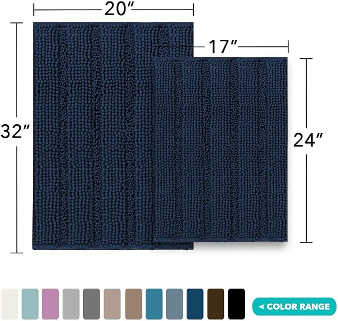 Turquoize Chenille Bathroom Rugs Set - Image 2