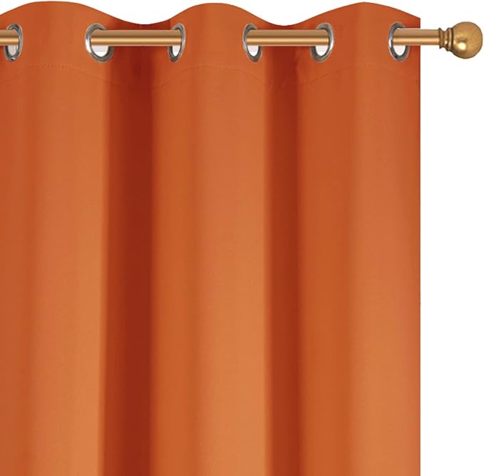 Diraysid Orange Grommet Blackout Curtains - Image 7