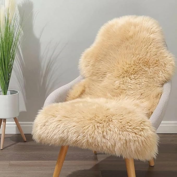 IRIWOOL Premium Genuine Fur Sheepskin Rug Real Australia Sheepskin Natural - Image 4