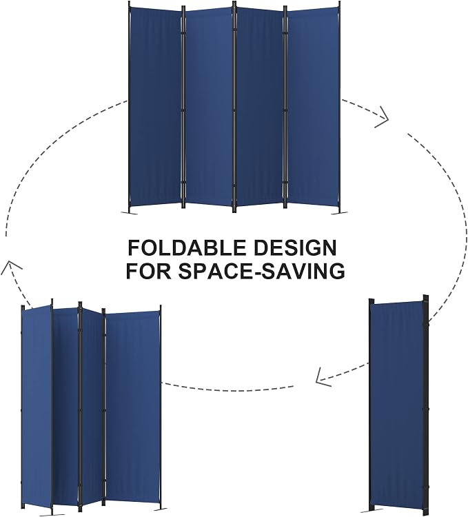 Room Divider, 4 Panel Folding Privacy Screen, 88” Portable Separating - Image 6