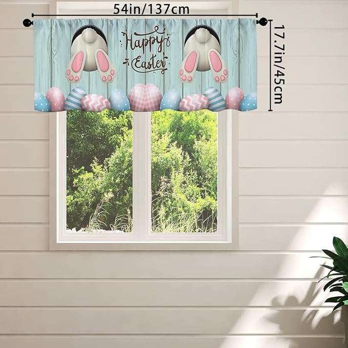 Happy Easter Jumping Bunny Kitchen Curtains Easter Egg Holiday - Image 4