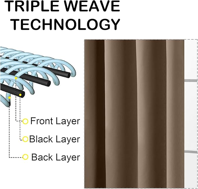 OVZME Brown Short Blackout Curtains - Image 3