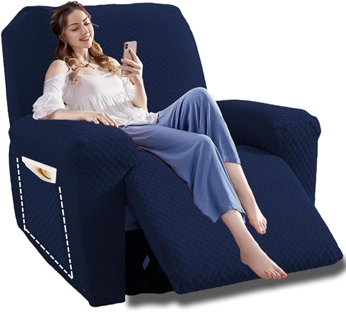 YEMYHOM 4 Pieces Oversized Stretch Recliner Slipcover Latest Jacquard Large by YEMYHOM