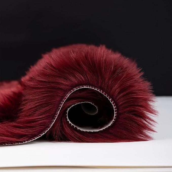 Faux Fur Rug Runner 2x6 ft Burgundy - Image 5