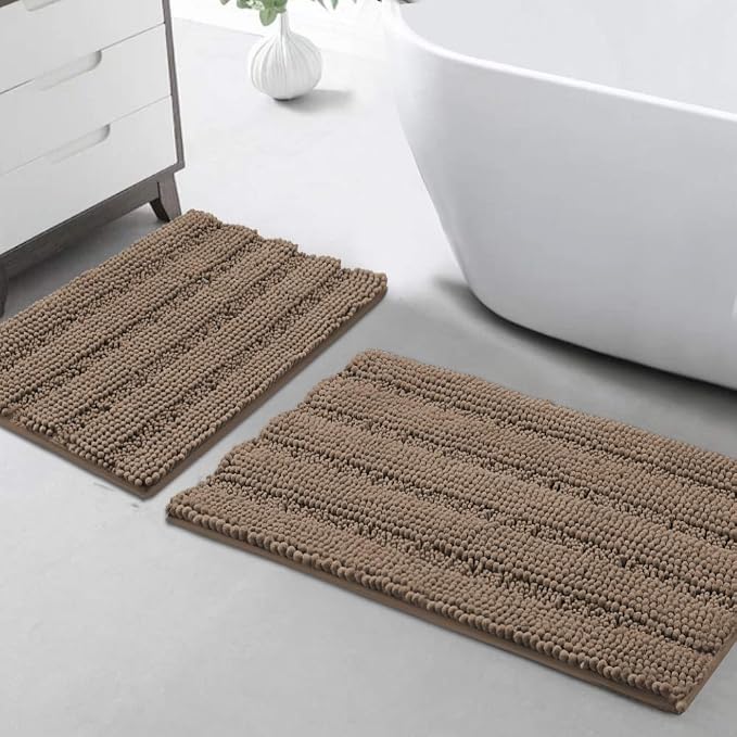 Turquoize Chenille Bathroom Rugs Set Non-Slip Bath Mats by Turquoize