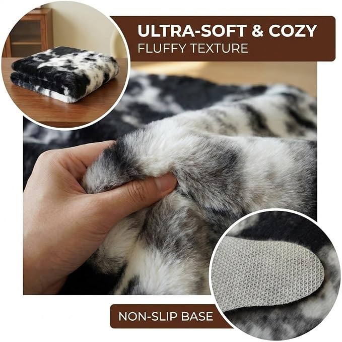 MustMat Faux Cowhide Rug Black and White Cow Print Area Rug Large Animal Hide - Image 4
