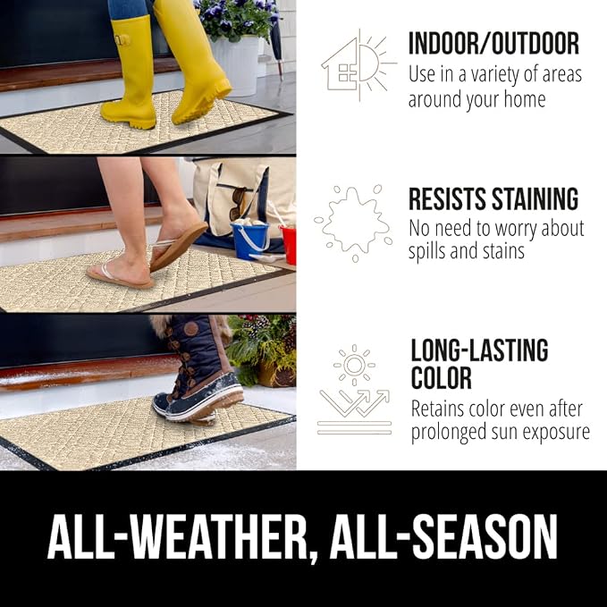 GORILLA GRIP 100% Waterproof All-Season WeatherMAX Doormat 35x23, US Designed - Image 3