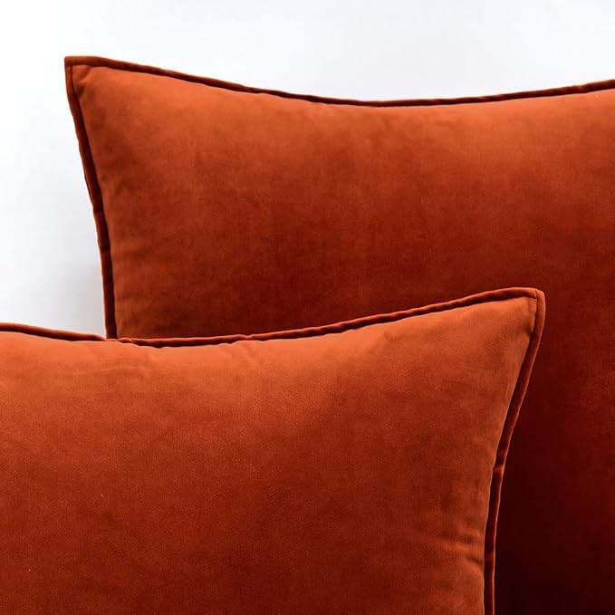 MIULEE Burnt Orange Velvet Throw Pillow Covers 18x18 Soft Decorative Solid - Image 2
