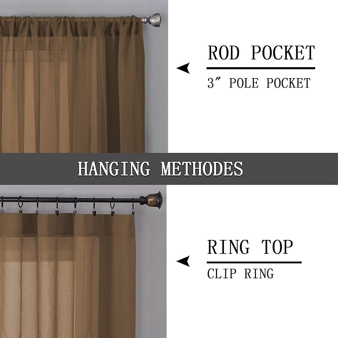 Tollpiz Short Sheer Curtains Linen Textured Bedroom Curtain Sheers Light - Image 5