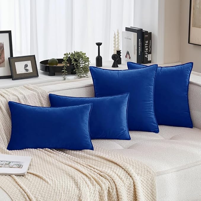 MIULEE Royal Blue Velvet Throw Pillow Covers 18x18 Soft Decorative Solid Square - Image 4