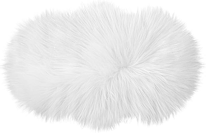 Molain Bench Cushion Fluffy Area Rug White Soft Faux Fur Bedroom Balcony Couch by Molain