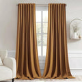 MIULEE Golden Brown Back Tab Blackout Curtains 120 Inch Long 2 Panels Set by MIULEE