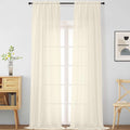 Cream Sheer Curtains 120 Inches Long 2 Panels, Extra Long Light Filtering by Home