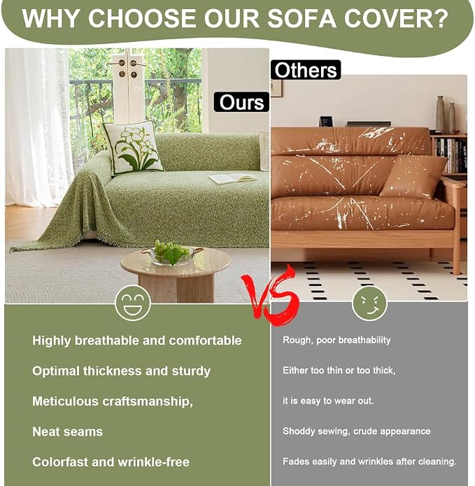 ROOMLIFE Green Sofa Cover, Extra Large Boho Couch Cover Sofa Covers - Image 3