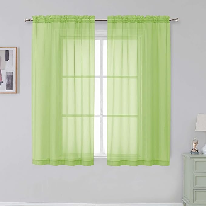 Simplebrand Lime Sheer Curtains 72 Inches Long 2 Panels by Simplebrand
