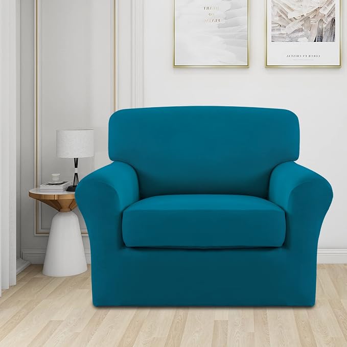 Easy-Going 2 Pieces Microfiber Stretch Chair Slipcover – Spandex Soft Fitted - Image 2