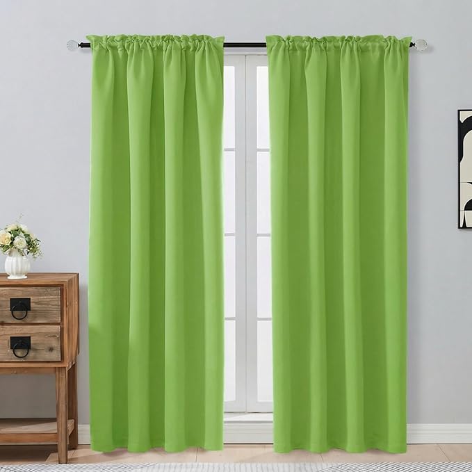 OVZME Lime Blackout Curtains for Bedroom 72 Inch Length 2 Panels Set, Thermal by OVZME