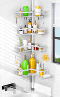 HAMITOR Corner Shower Caddy White: 4-Tier Rustproof Bathroom Bathtub Organizer by HAMITOR