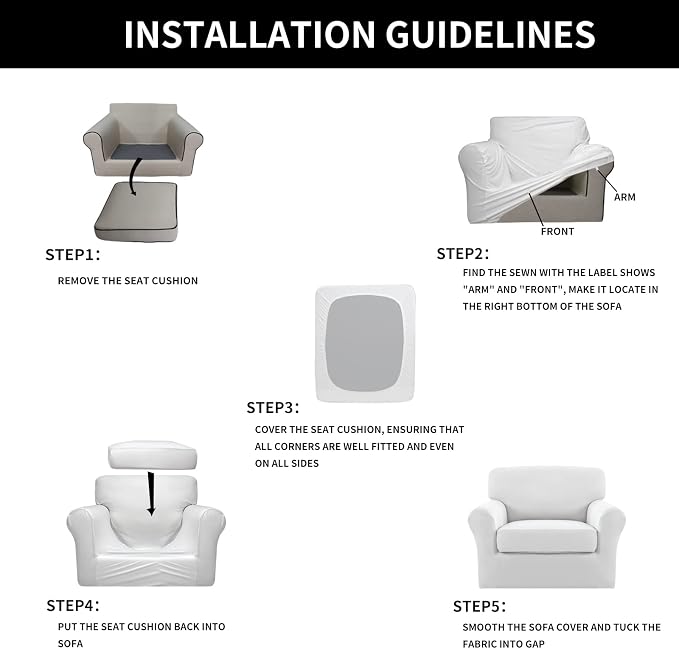 Easy-Going 2 Pieces Microfiber Stretch Chair Slipcover – Spandex Soft Fitted - Image 6