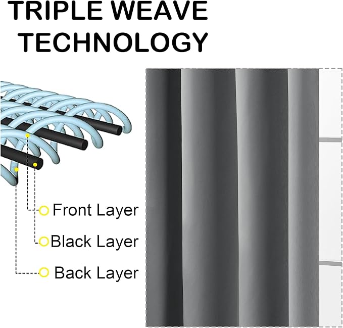 OVZME Grey Short Blackout Curtains - Image 3