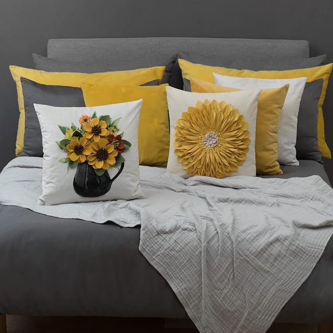 OiseauVoler 3D Sunflowers Handmade Throw Pillow Covers Decorative Pillowcases - Image 3