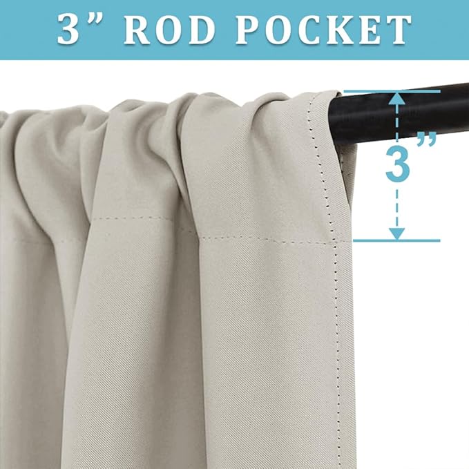 RYB HOME Extra Wide Curtains for Bedroom Living Room 63 inches Long, Thermal - Image 4