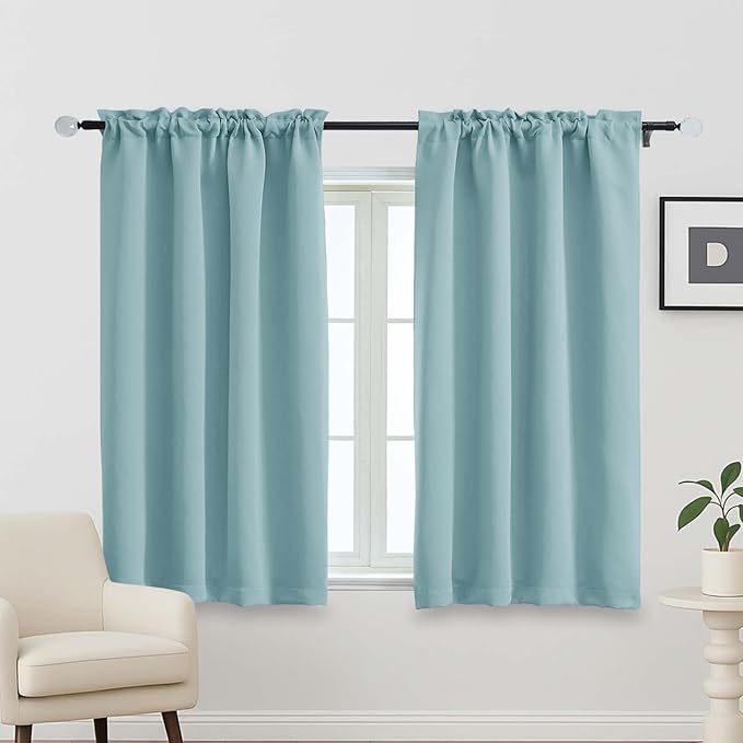 OVZME Aqua Short Blackout Curtains by OVZME